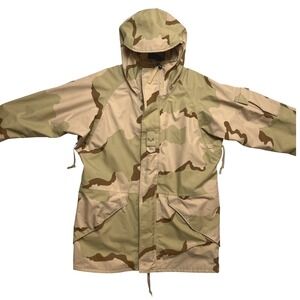 US Military Gore-Tex Parka Jacket Mens M Long Tan Desert Camo Cold Weather